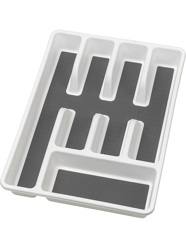 Organizer w kolorze biało-antracytowym na sztućce - 26,5 x 5 x 36,5 cm