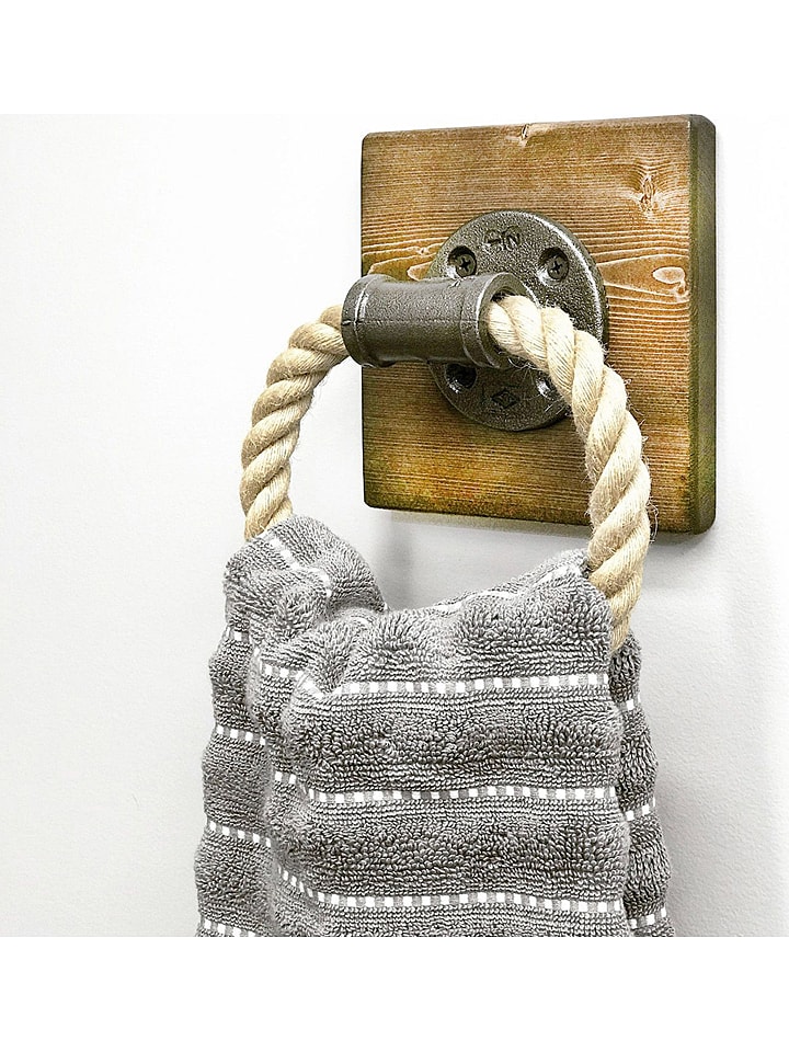 Handtuchhalter "Boru" in Walnuss - (B)20 x (H)20 x (T)10 cm