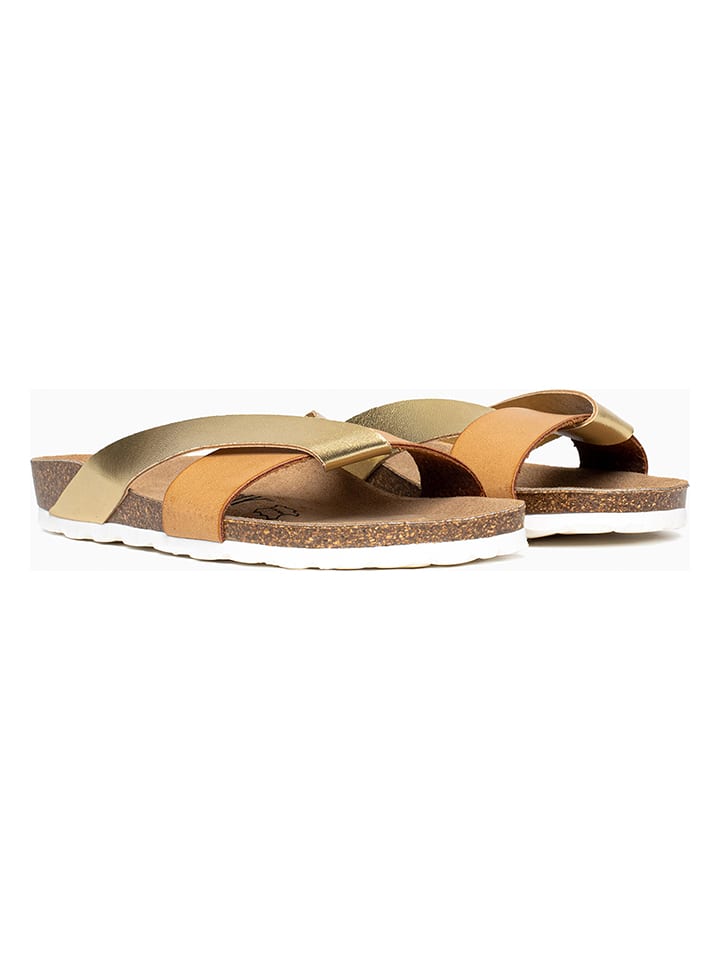 Slippers "Rita" camel/goudkleurig