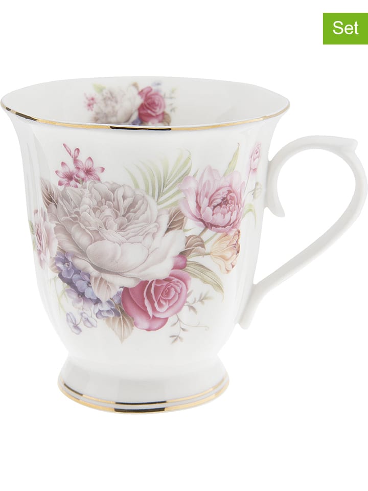 Clayre Eef 8er Set Tassen in Wei Rosa 220 ml g nstig kaufen