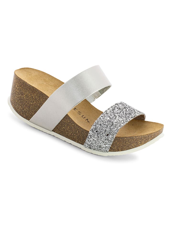 Sleehakslippers zilverkleurig