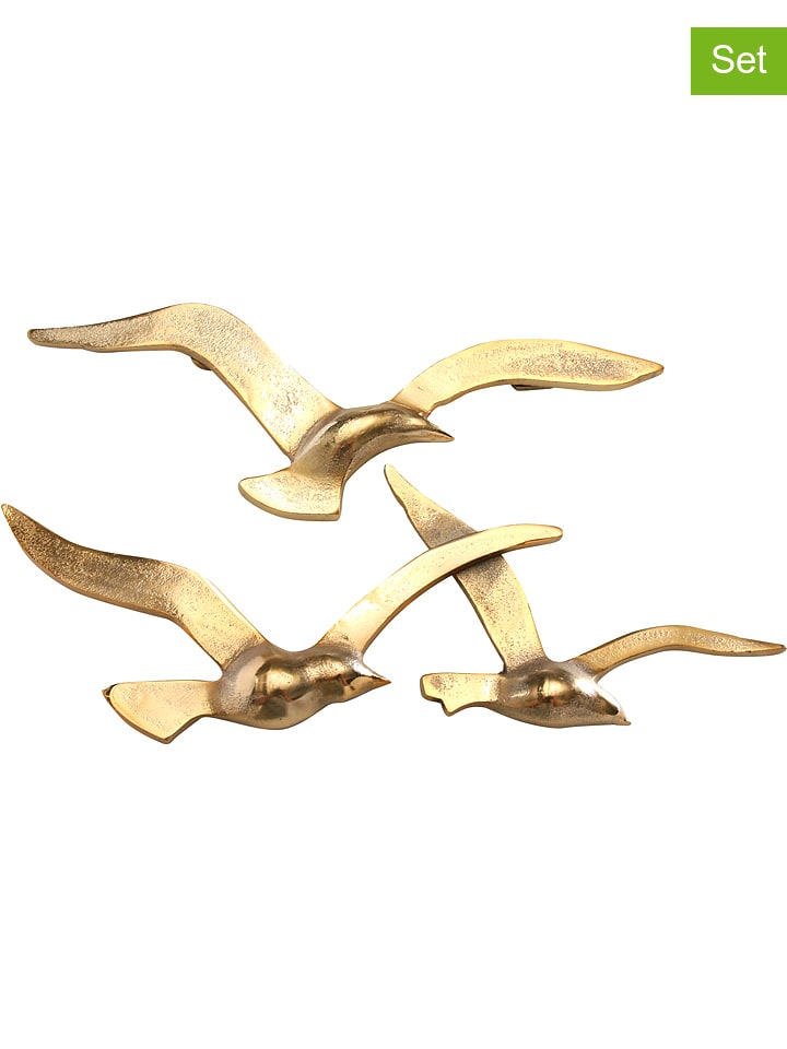 2er-Set: Wandobjekte "Vogel" in Gold - (B)35 cm