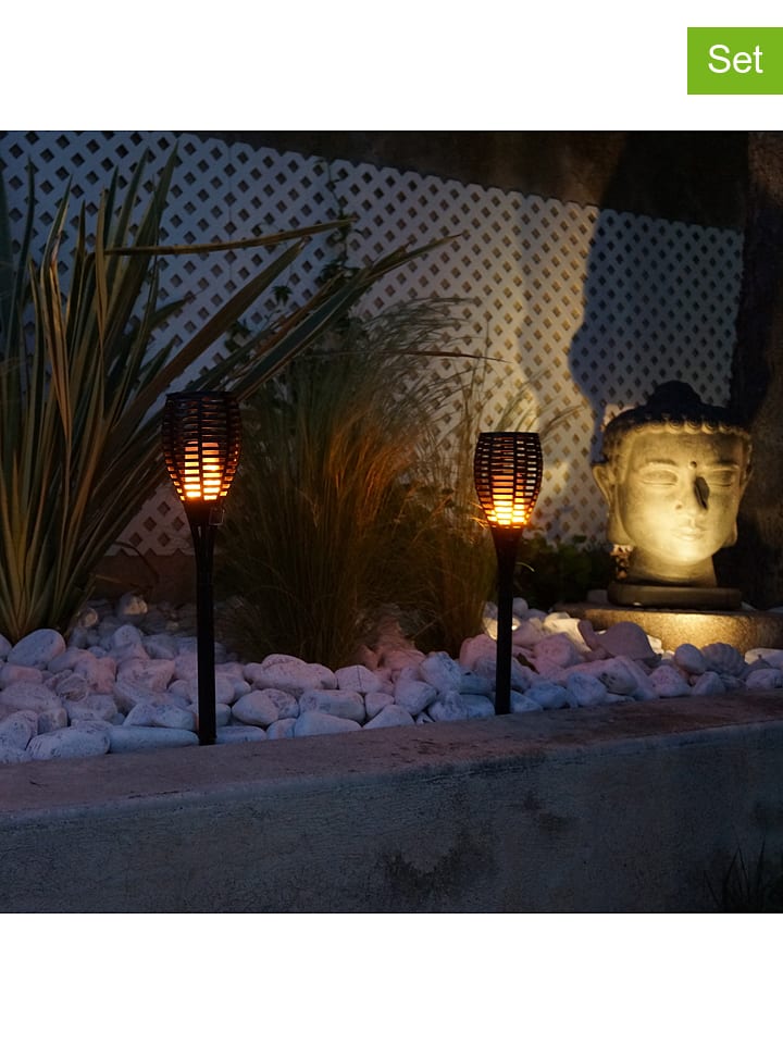 Solarne lampy LED (2 szt.) "Mini Maity Sun" w kolorze czarnym - wys. 70 cm