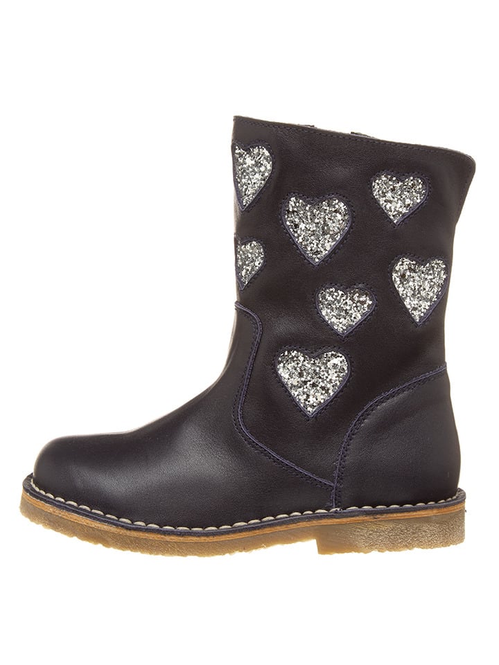 Leder-Stiefel in Dunkelblau