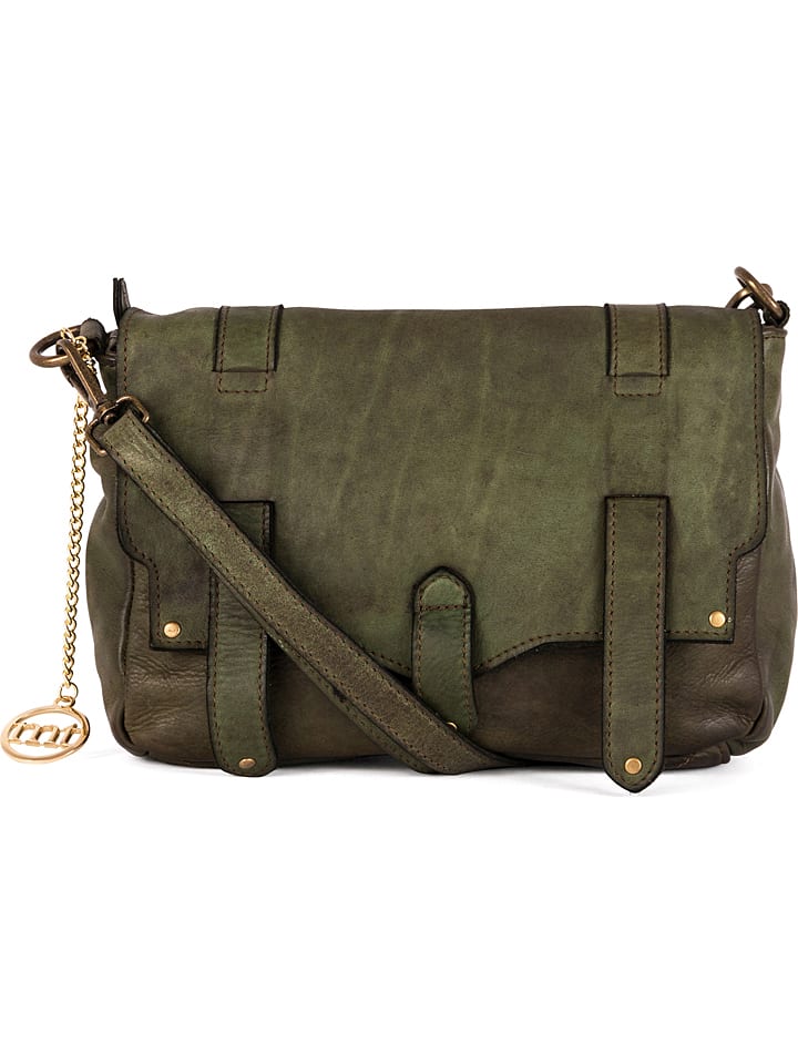Leder-Umhängetasche "Cinisello" in Dunkelgrün - (B)24 x (H)22 x (T)11 cm