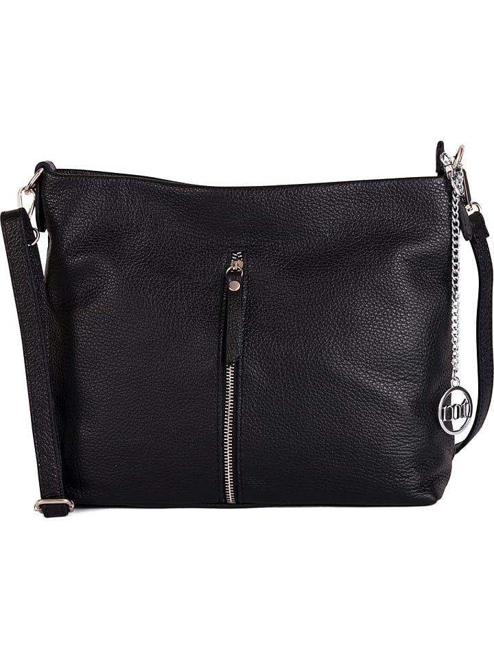 Leren schoudertas "Alerami" zwart - (B)30 x (H)25 x (D)10 cm