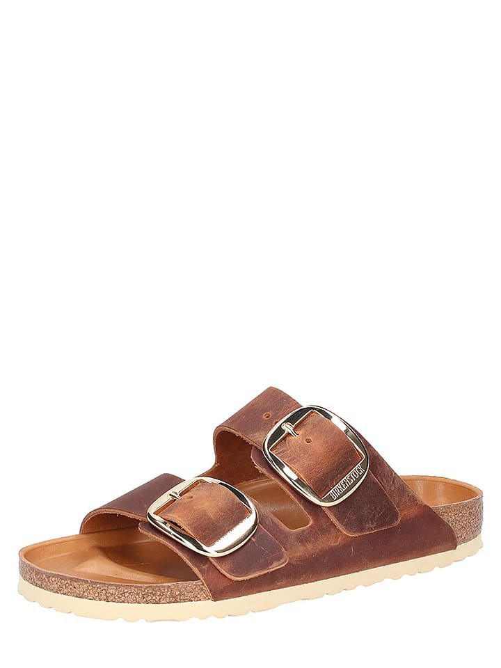 Leren slippers "Arizona" bruin - wijdte S