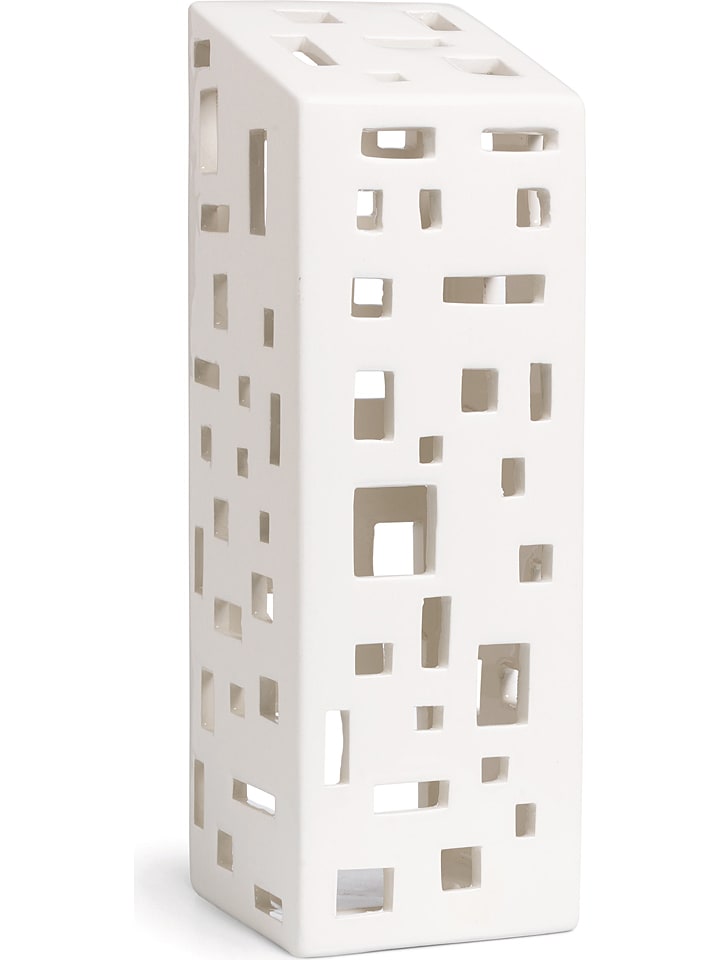 Świecznik "Urbania High building" w kolorze białym - 7,5 x 22 x 7,5 cm