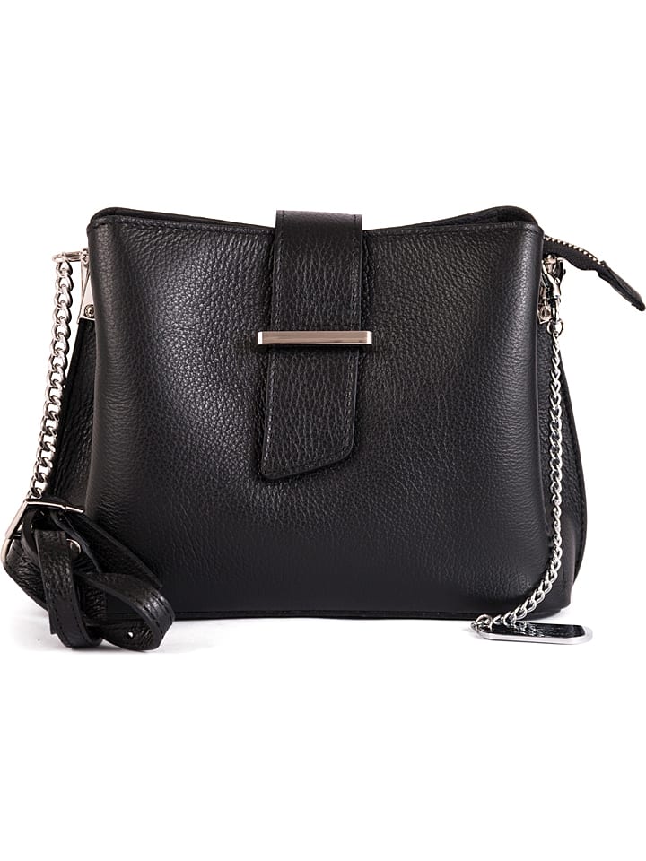 Leren schoudertas zwart - (B)17 x (H)22 x (D)10 cm