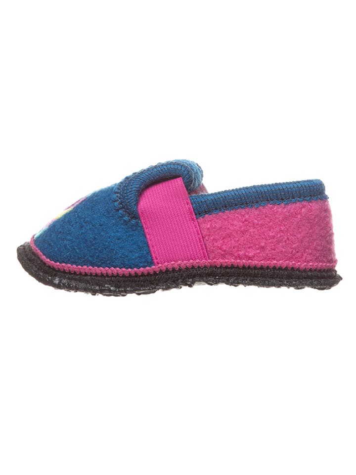 Pantoffels "Eenhoorn" blauw/lichtroze