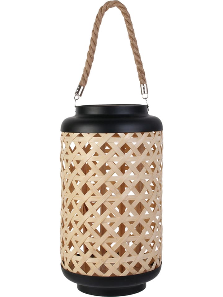 Lampion w kolorze jasnobrązowo-czarnym - wys. 38,5 x Ø 21 cm