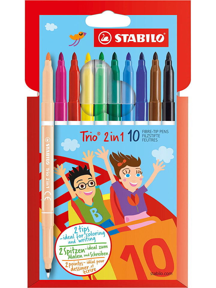 Mazaki i cienkopisy 2w1 (10 szt.) "STABILO Trio 2in1"