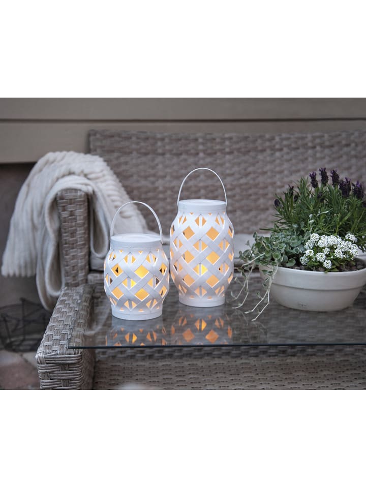 Ledlantaarn "Flame Lantern" wit - (H)16 cm