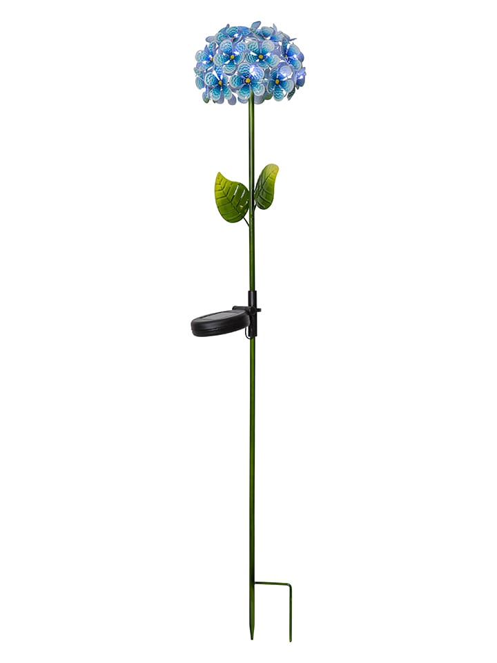 LED-Solar-Gartenstecker "Hortensia" in Blau - (H)77 cm
