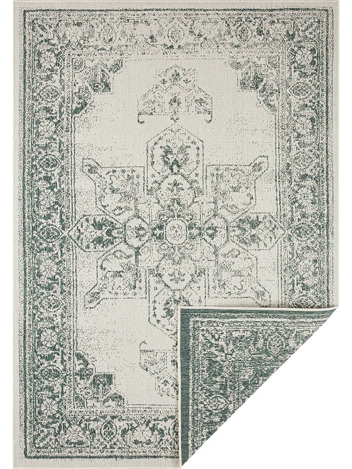 Indoor-/ Outdoor-Teppich "Borbon" in Grün/ Creme