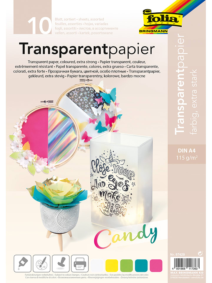 Papier transparentny (10 szt.) "Candy" - A4
