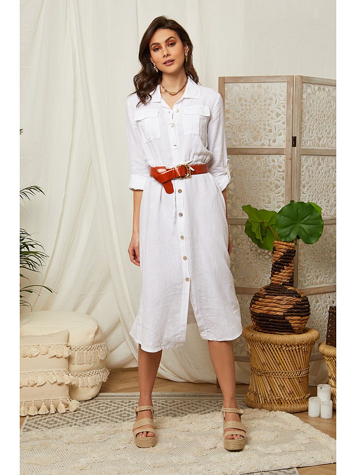 Witte linnen jurk shop