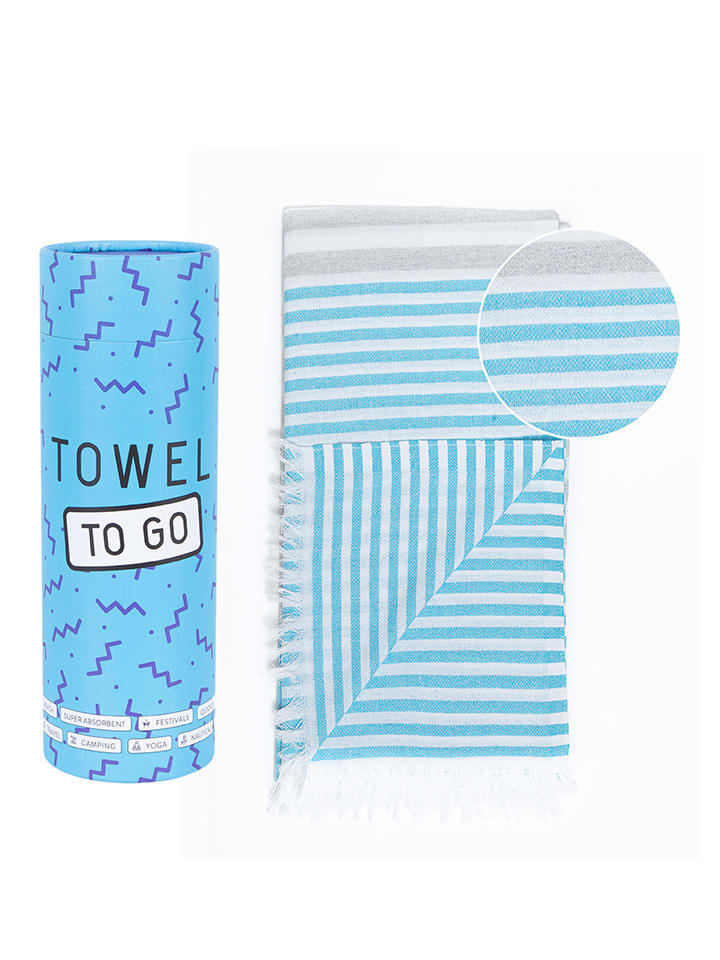 Strandtuch "Towel To Go" in Türkis/ Grau - (L)180 x (B)100 cm