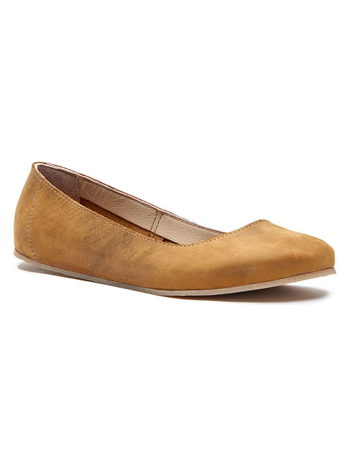 Skórzane baleriny "Velda" w kolorze jasnobrązowym