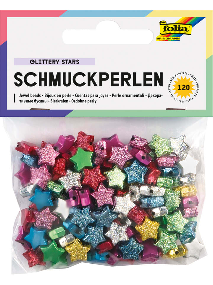 Koraliki biżuteryjne "GLITTERY STARS" w różnych kolorach