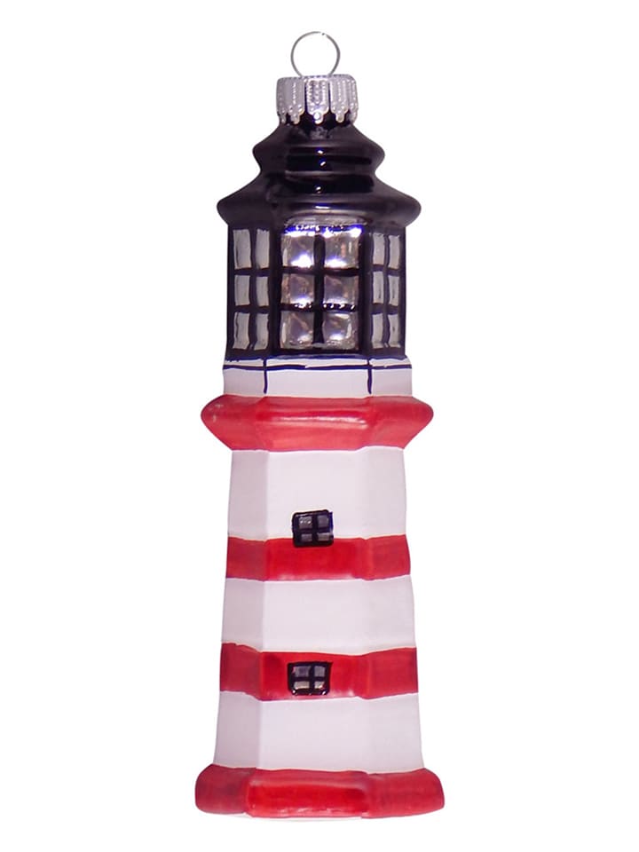Ozdoba choinkowa w kolorze czerwono-białym - dł. 10 cm