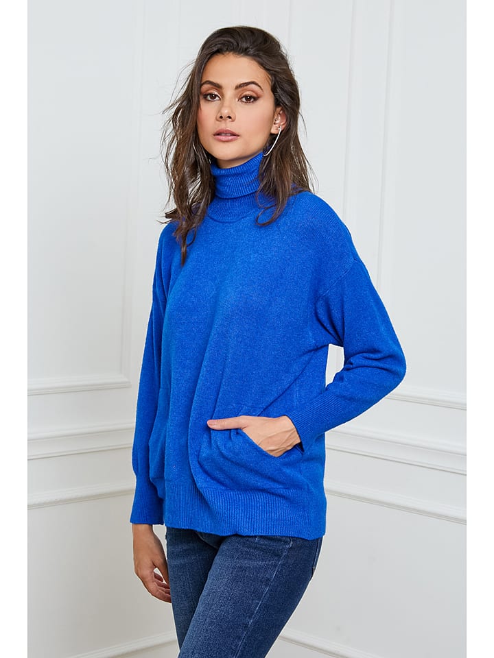 Rollkragenpullover "Elona" in Blau