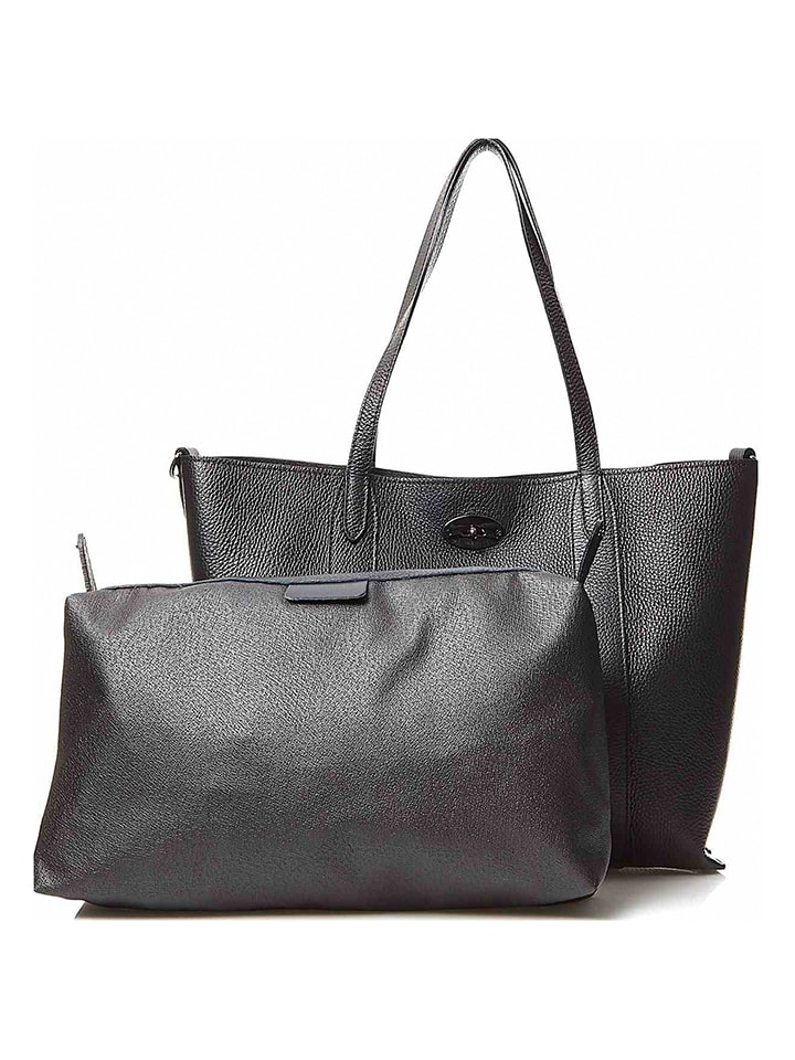 Leren shopper "Elis" zwart - (B)41 x (H)30 x (D)10 cm
