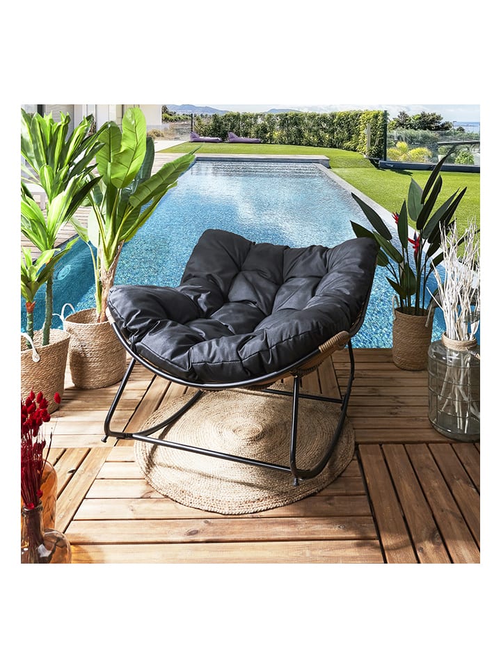 Fotel "Tulum" w kolorze czarnym - 96 x 73 x 114 cm