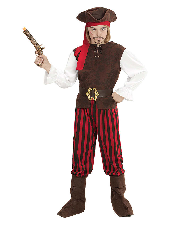 6-częściowy kostium "Pirate of the Caribbean" w kolorze brązowo-czerwonym