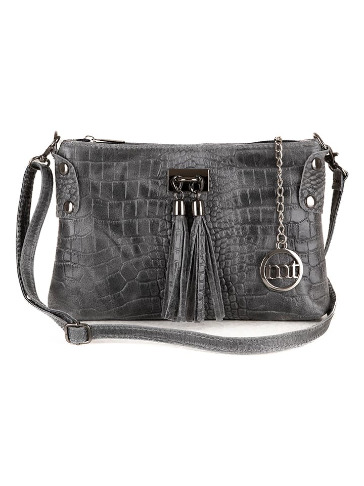 Leren schoudertas antraciet - (B)23 x (H)16 x (D)2 cm