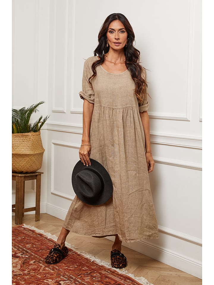 Linnen jurk beige