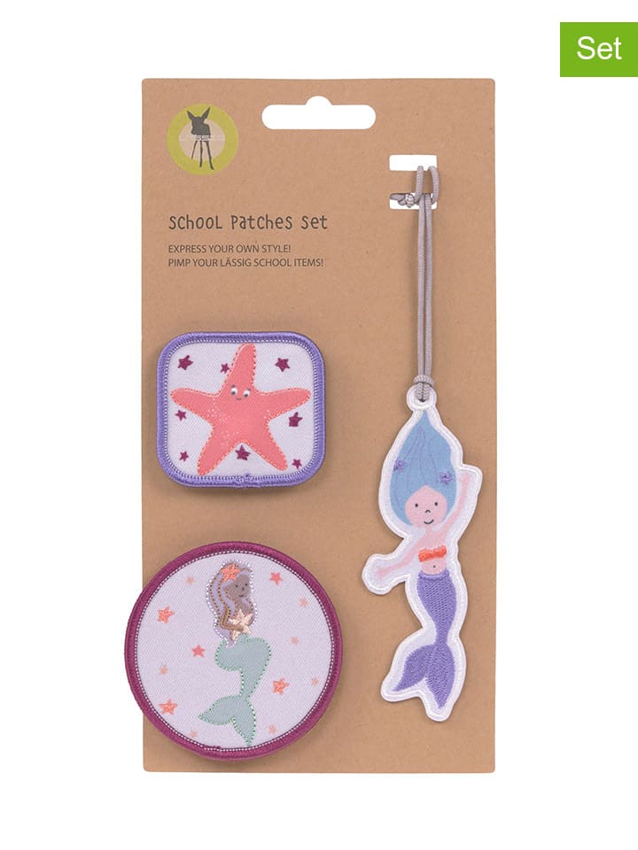 3er-Set: Patches "Mermaid" in Blau/ Pink