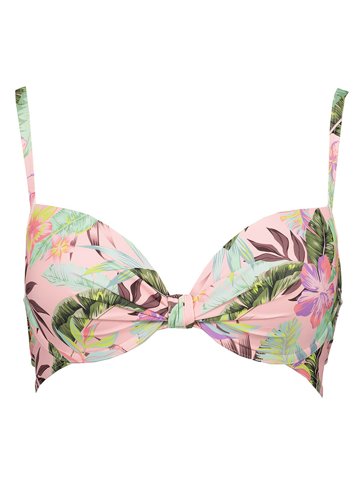 Biustonosz bikini w kolorze zielono-jasnoróżowym