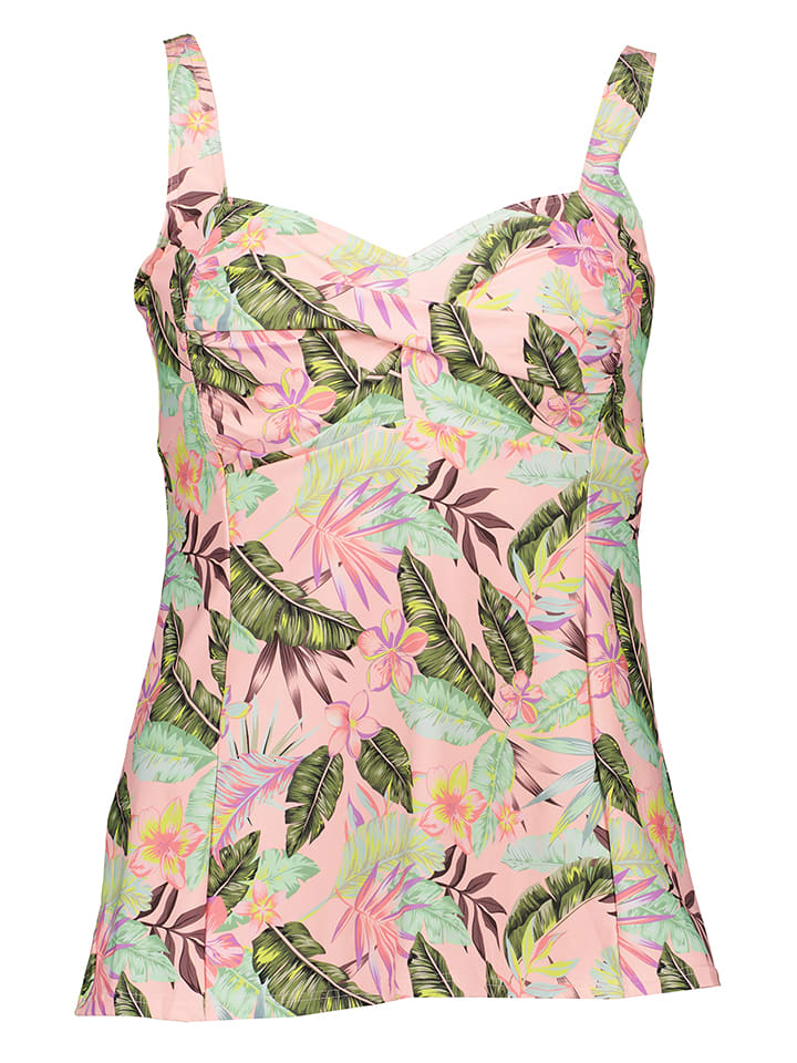 Koszulka tankini w kolorze zielono-jasnoróżowym