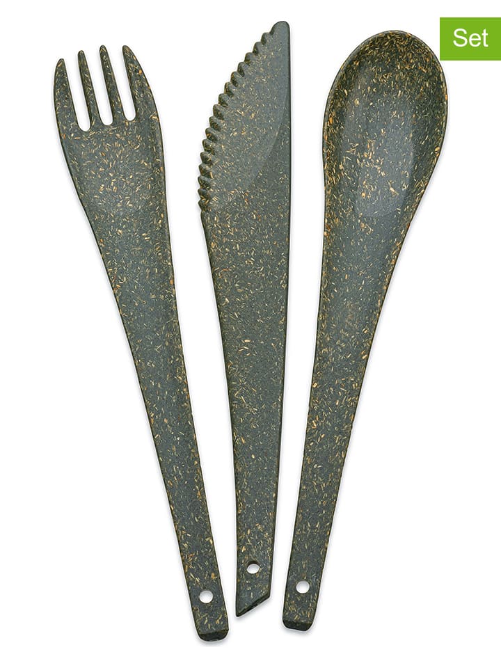 3-częściowy zestaw sztućców "Rio" w kolorze szarym - dł. 19 cm