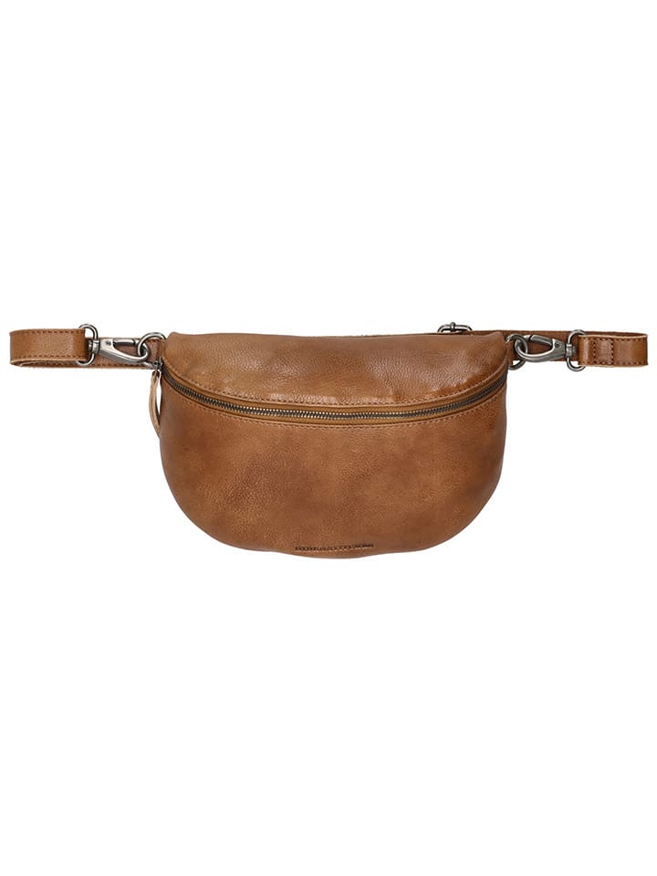 Leder-Gürteltasche in Cognac - (B)27 x (H)18,5 x (T)8,5 cm