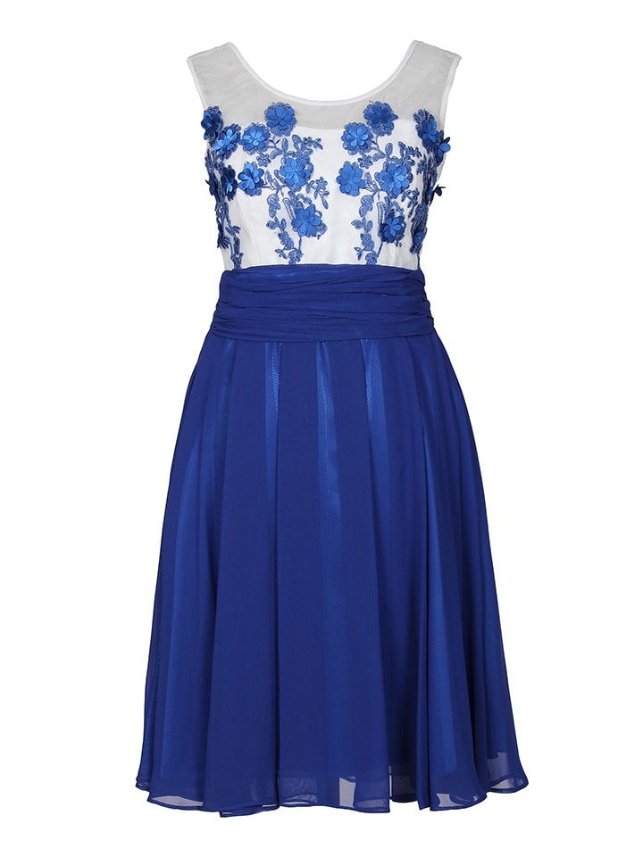 Jurk blauw/wit
