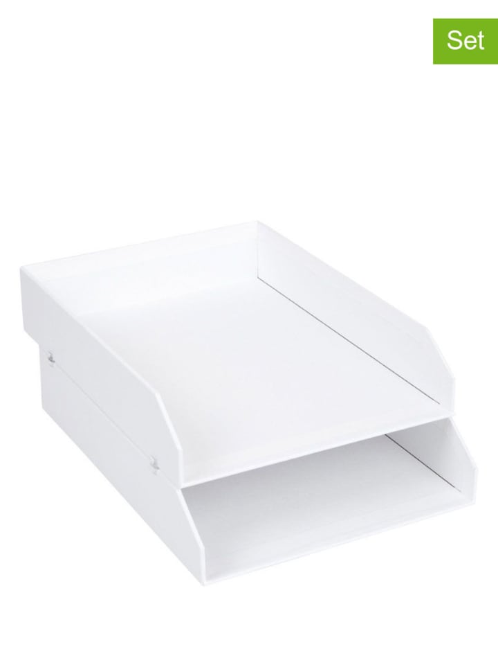 Organizery (2 szt.) "Hakan" w kolorze białym na dokumenty - 23 x 6 x 31 cm
