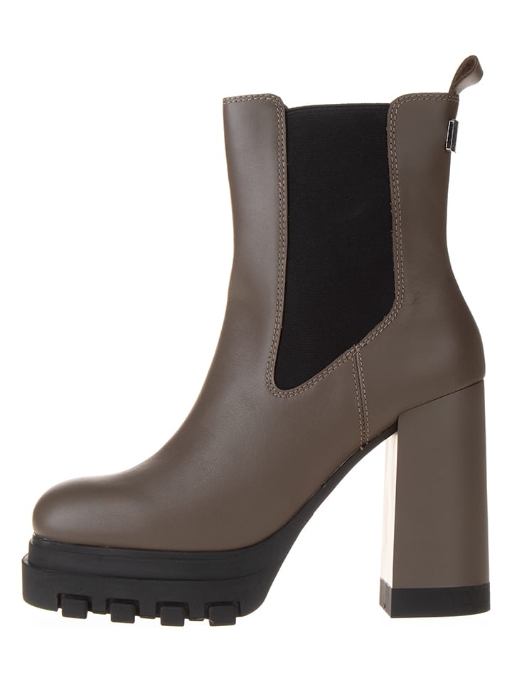 Leder-Stiefeletten in Hellbraun