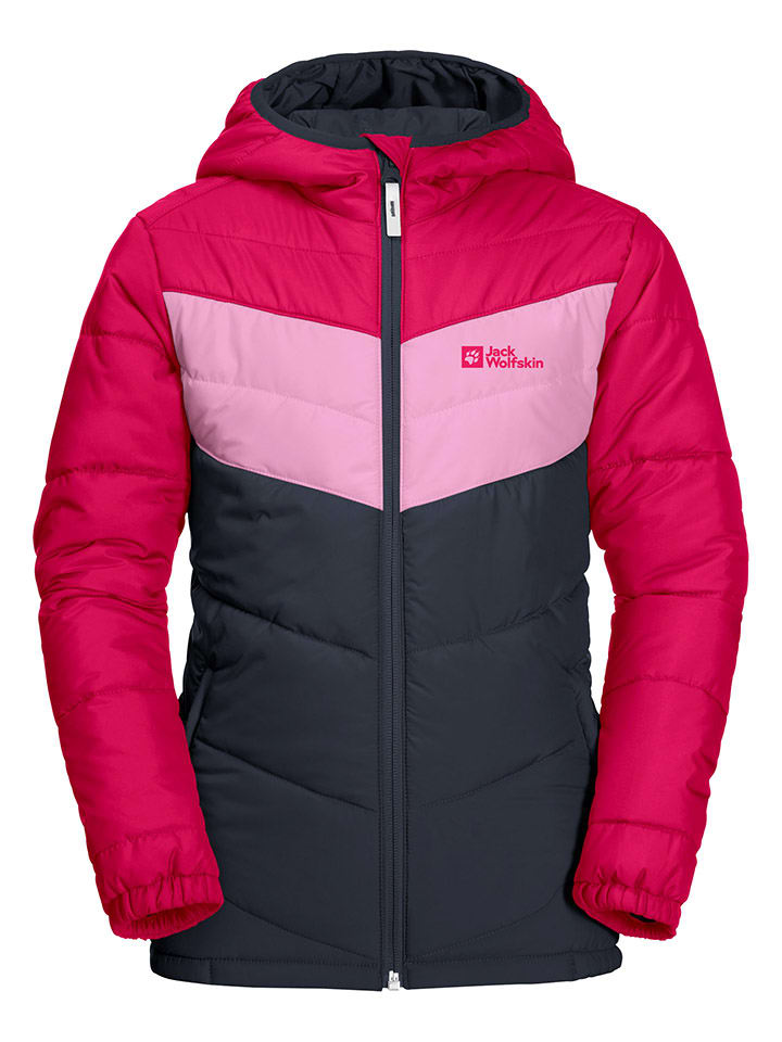 Doorgestikte jas "Three Hills" donkerblauw/roze/lichtroze