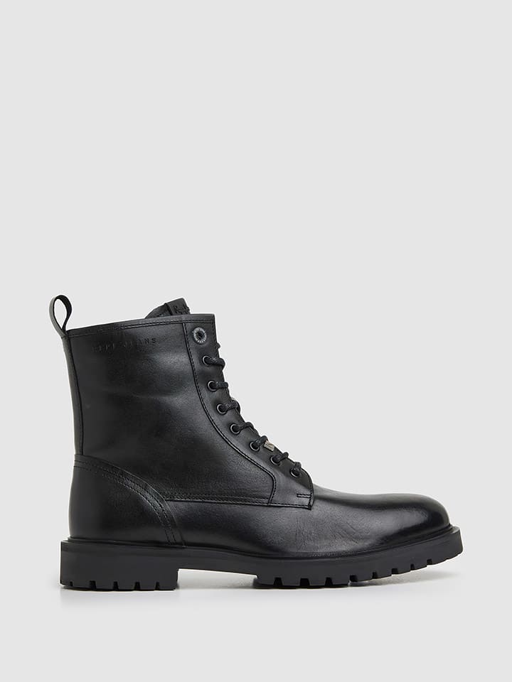 Leder-Boots "Trucker" in Schwarz