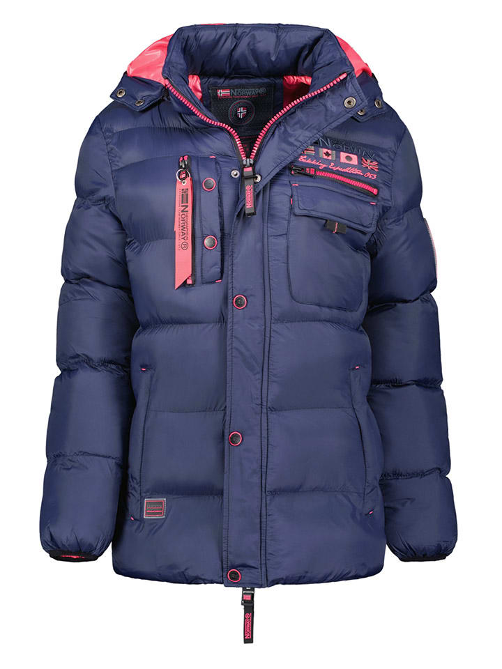 Doorgestikte jas "Citernier" blauw/roze