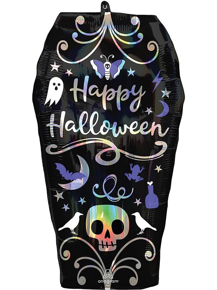 Balon foliowy "Coffin" w kolorze czarnym ze wzorem - 38 x 68 cm