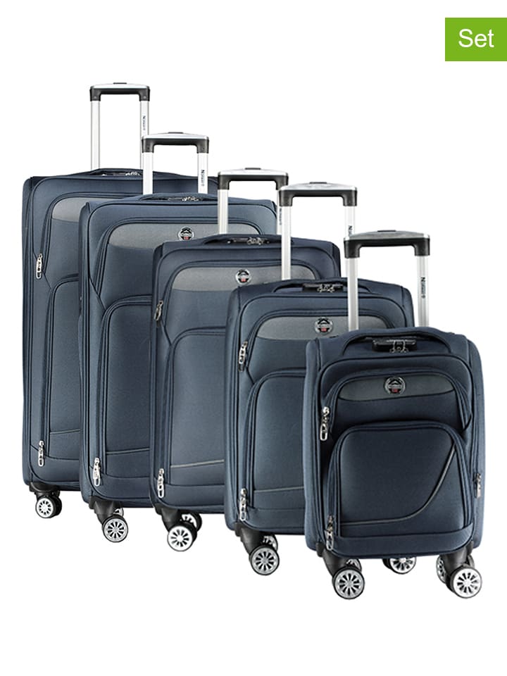 5-delige softcase-trolleyset "Show" donkerblauw