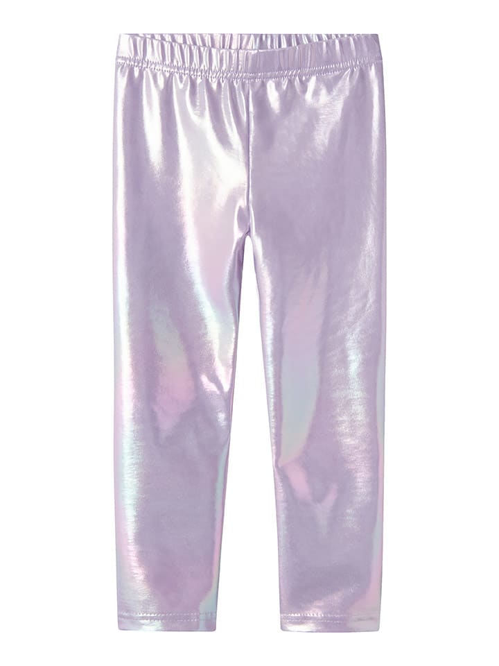 Legginsy "Rebekka" w kolorze srebrno-fioletowym