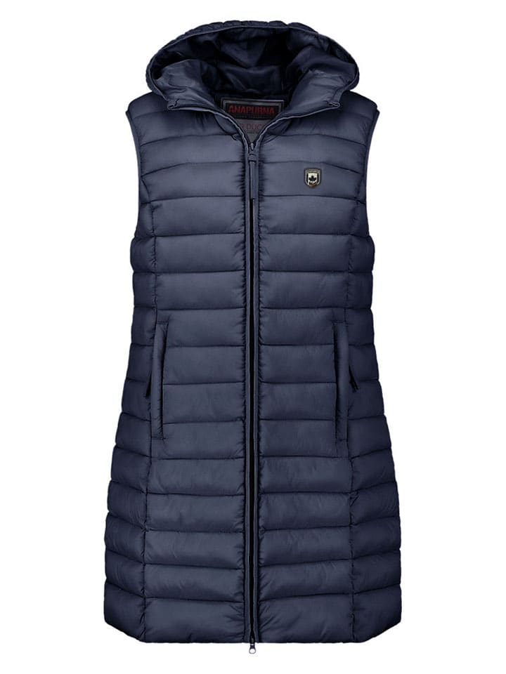 Doorgestikte bodywarmer "Vakitalana Long'' donkerblauw
