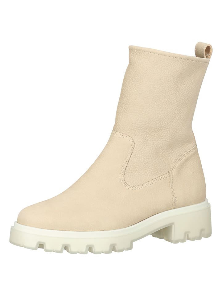 Leder-Stiefeletten in Beige