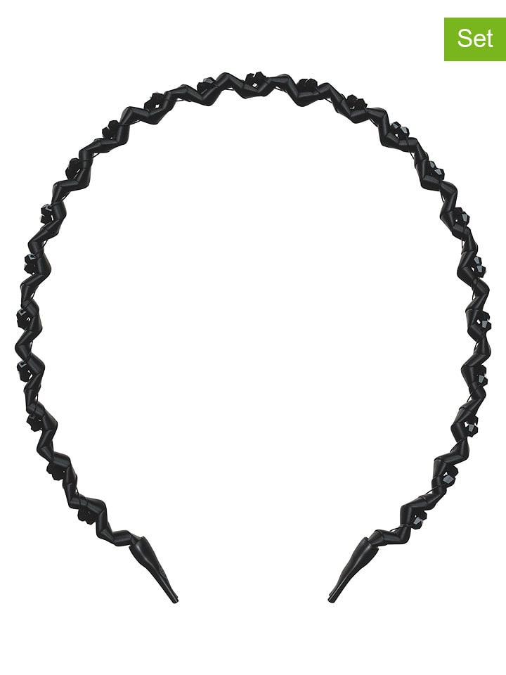 Opaski do włosów (2 szt.) "Hairhalo" w kolorze czarnym