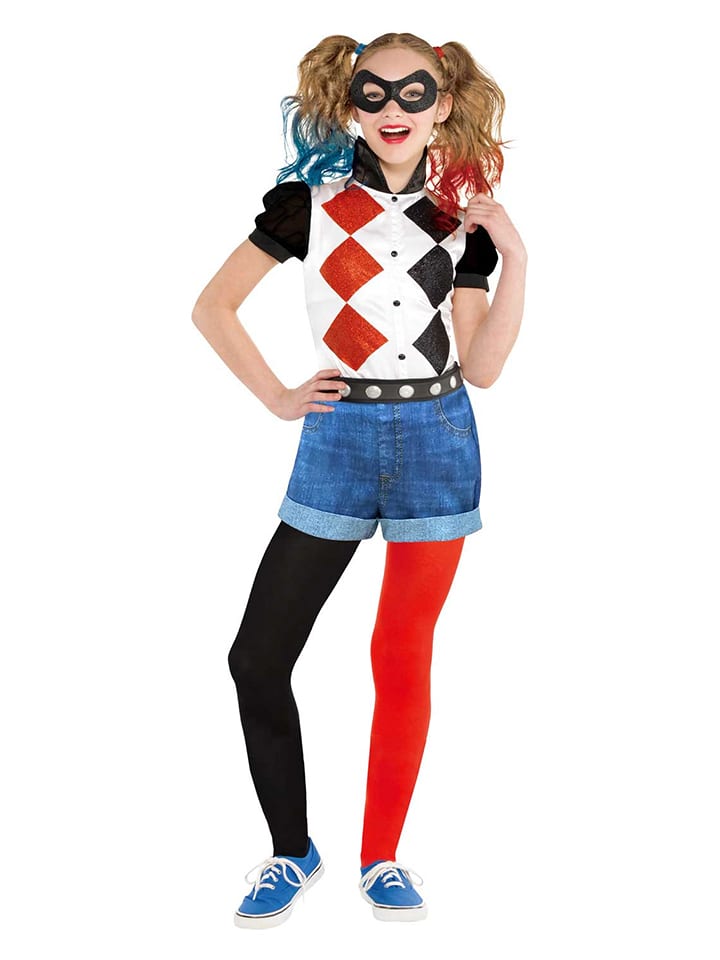 4-częściowy kostium "Harley Quinn Classic" w kolorze czerwono-czarnym