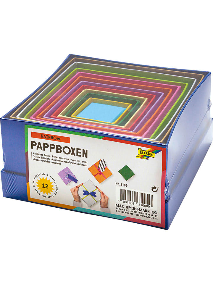 12er-Set Pappboxen "RAINBOW" in Bunt